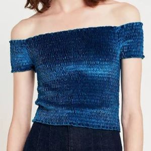 Urban Outfitters blue velvet crop top